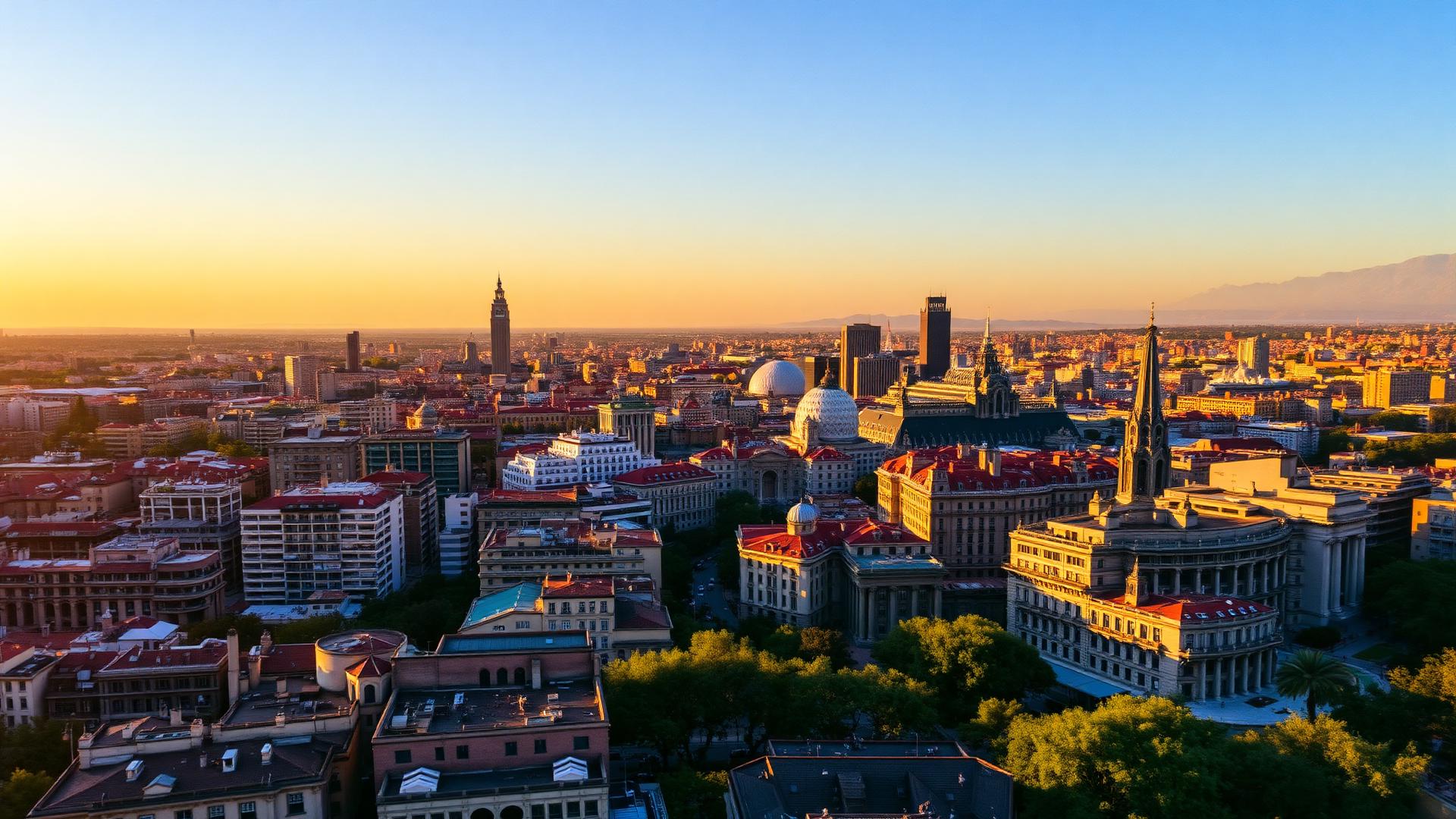 Vista aérea de Barcelona al atardecer