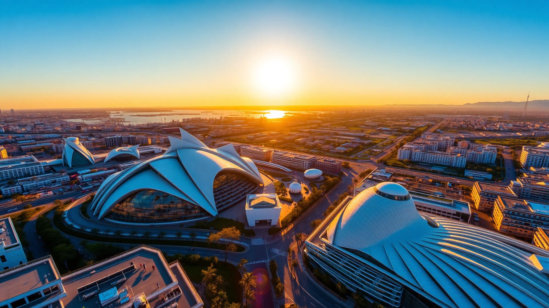 Vista aérea de la Ciudad de las Artes y las Ciencias en Valencia